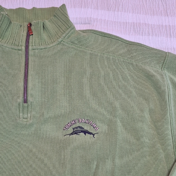 Tommy Bahama Men's Light Green Zip-Up Sweater - Picture 2 of 10